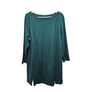 J. Jill Dress Women Large Ponte Knit Green Minimalist Lagenlook Tunic Sz L